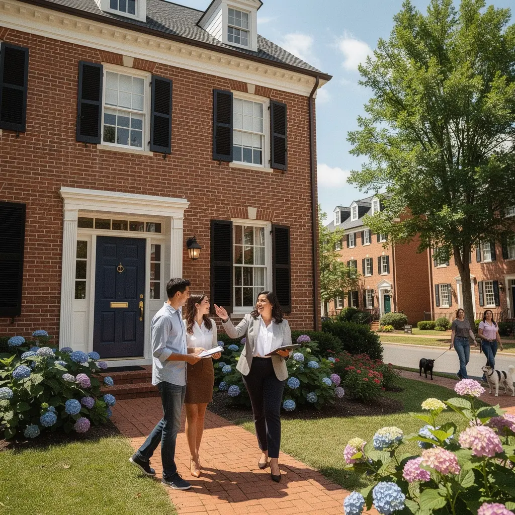 Widok na salę konferencyjną z prezentacją dotyczącą zakupu nieruchomości w USA.