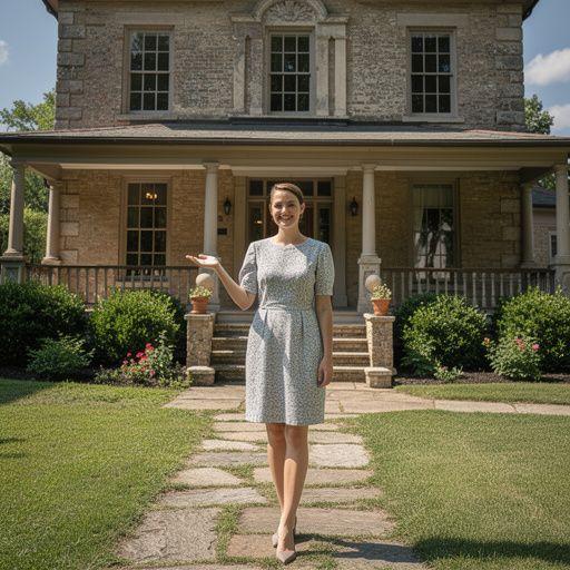 Zdjęcie pięknego ogrodu przydomowego w amerykańskim domu na sprzedaż